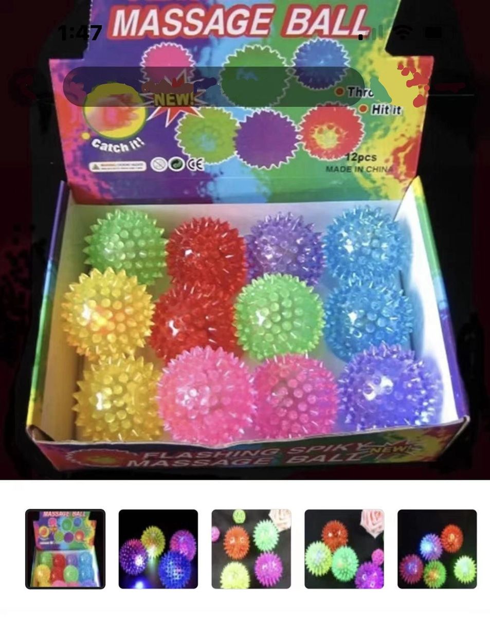 SQ020 Spikey Massage Ball With Squishy Sound & Light (Box of 12) SQ020